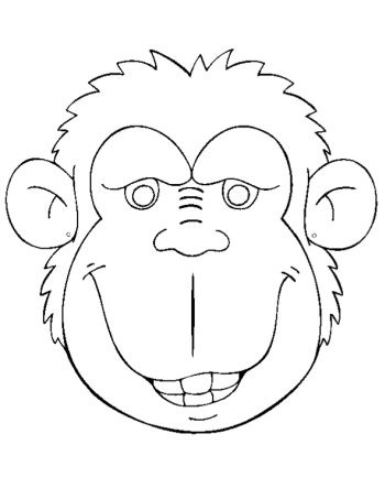 máscara de Chimpancé para niños a colorear